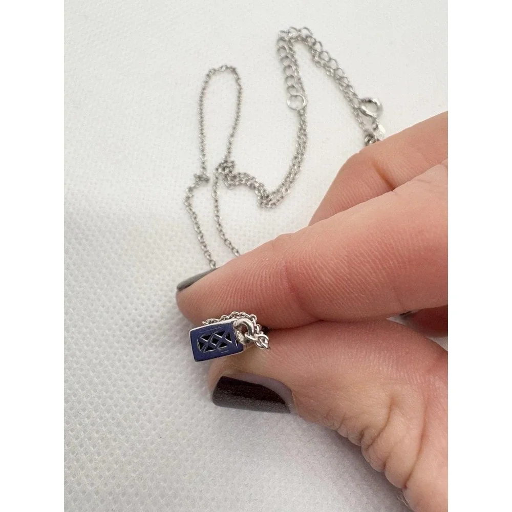 Sterling Silver Brave Bar Necklace Adjustable 16 - 18 '' CZ Accent Minimalist 6g